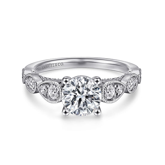 Gabriel - 14K White Gold Round Diamond Engagement Ring