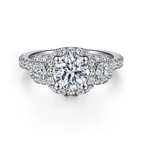 14K White Gold Round Diamond Engagement Ring