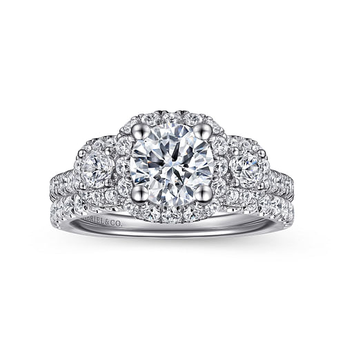 14K White Gold Round Diamond Engagement Ring