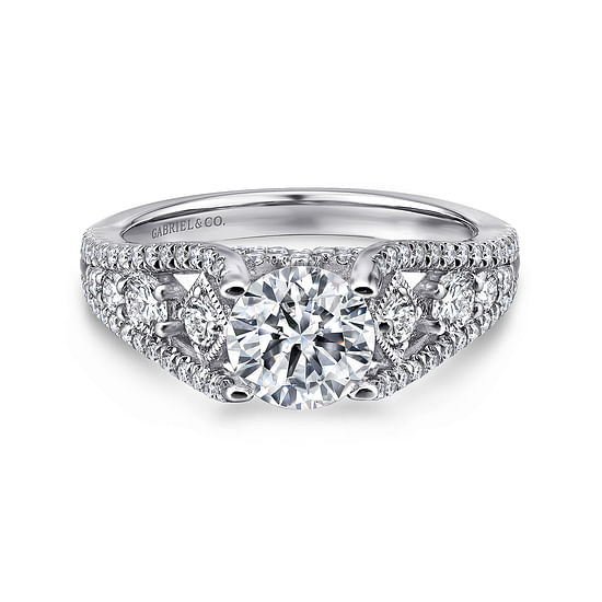 Gabriel - 14K White Gold Round Diamond Engagement Ring