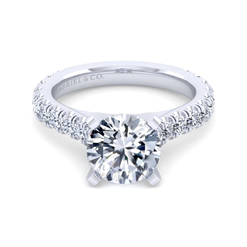 14K White Gold Round Diamond Engagement Ring