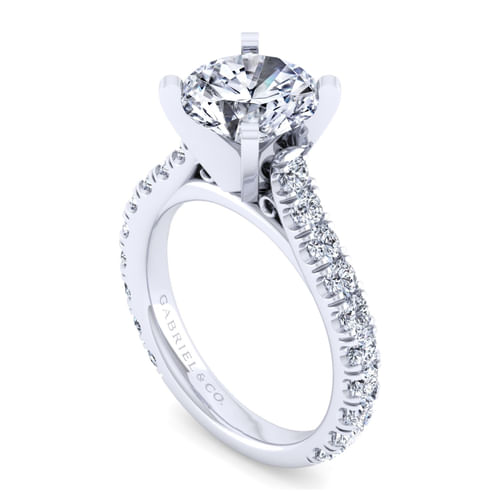 14K White Gold Round Diamond Engagement Ring