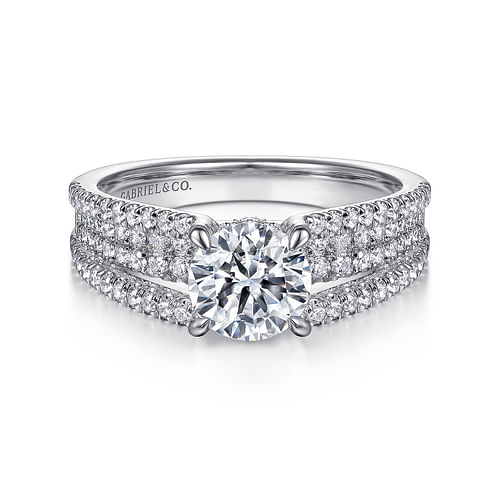 14K White Gold Round Diamond Engagement Ring