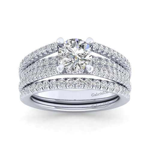 14K White Gold Round Diamond Engagement Ring