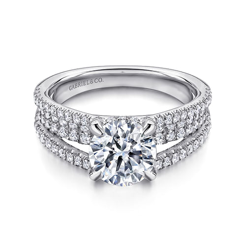 14K White Gold Round Diamond Engagement Ring