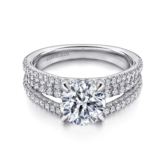 Gabriel - 14K White Gold Round Diamond Engagement Ring