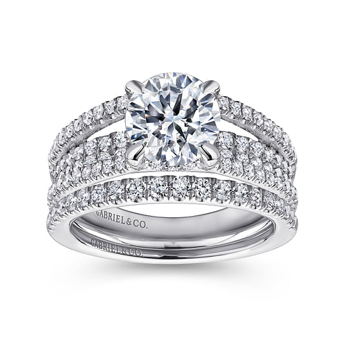 14K White Gold Round Diamond Engagement Ring