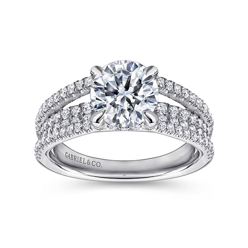 14K White Gold Round Diamond Engagement Ring