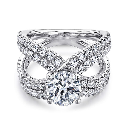 Gabriel - 14K White Gold Round Diamond Engagement Ring