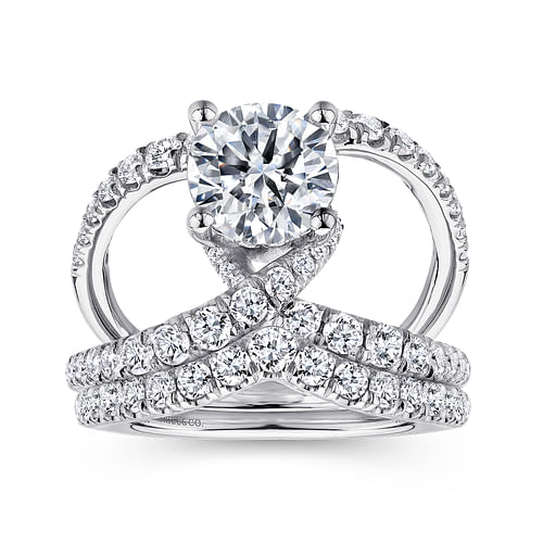 14K White Gold Round Diamond Engagement Ring