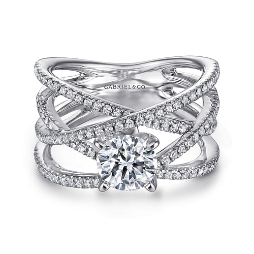 14K White Gold Round Diamond Engagement Ring