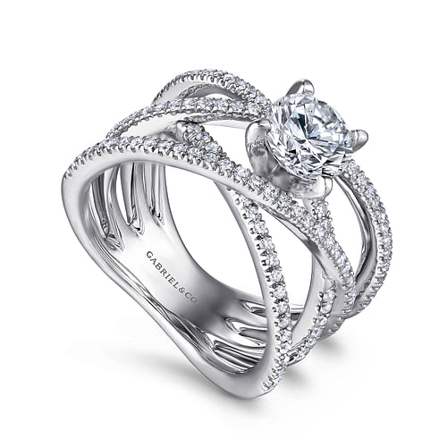 14K White Gold Round Diamond Engagement Ring