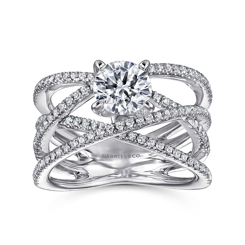 14K White Gold Round Diamond Engagement Ring