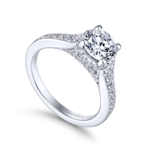 14K White Gold Round Diamond Engagement Ring