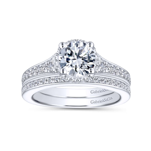 14K White Gold Round Diamond Engagement Ring