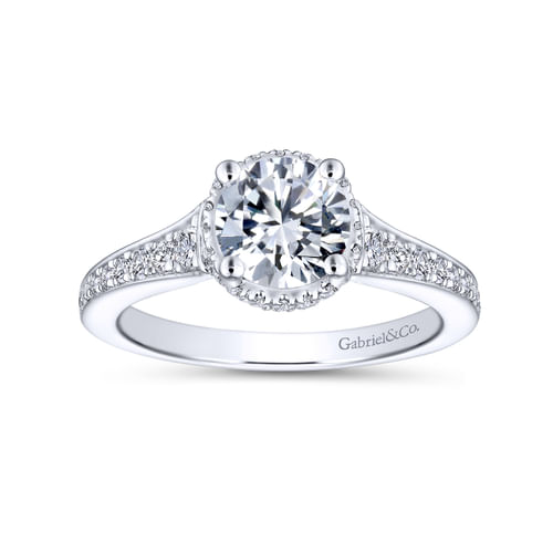 14K White Gold Round Diamond Engagement Ring