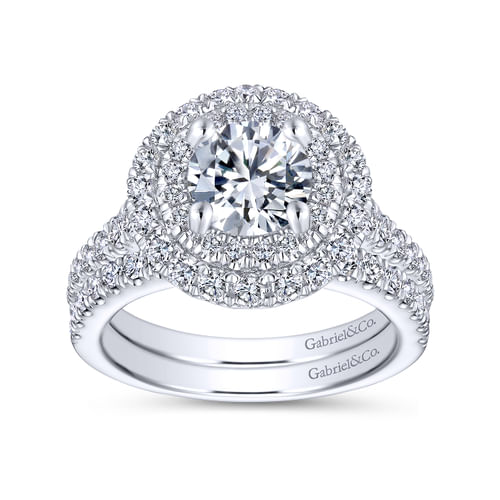 14K White Gold Round Diamond Engagement Ring