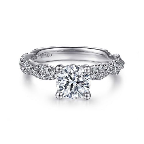 14K White Gold Round Diamond Engagement Ring