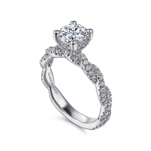 14K White Gold Round Diamond Engagement Ring