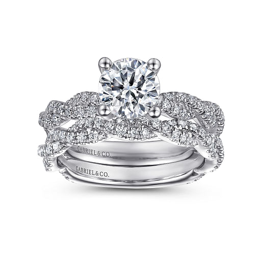 14K White Gold Round Diamond Engagement Ring