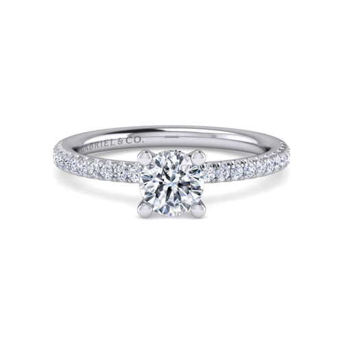 14K White Gold Round Diamond Engagement Ring