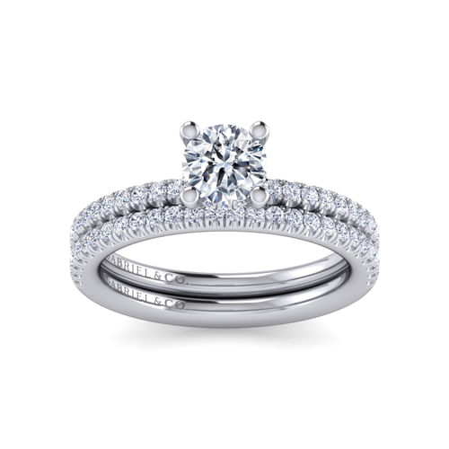 14K White Gold Round Diamond Engagement Ring