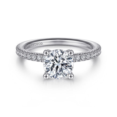 14K White Gold Round Diamond Engagement Ring