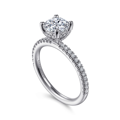 14K White Gold Round Diamond Engagement Ring