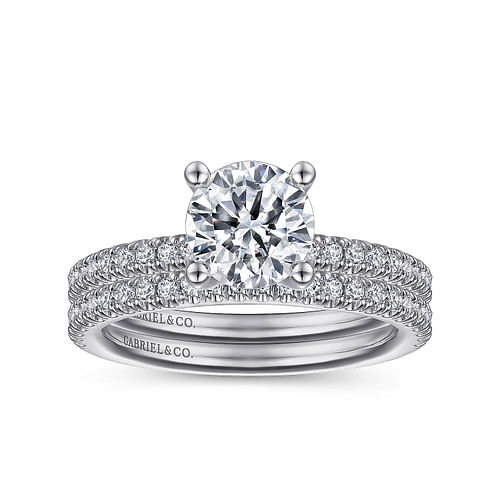 14K White Gold Round Diamond Engagement Ring