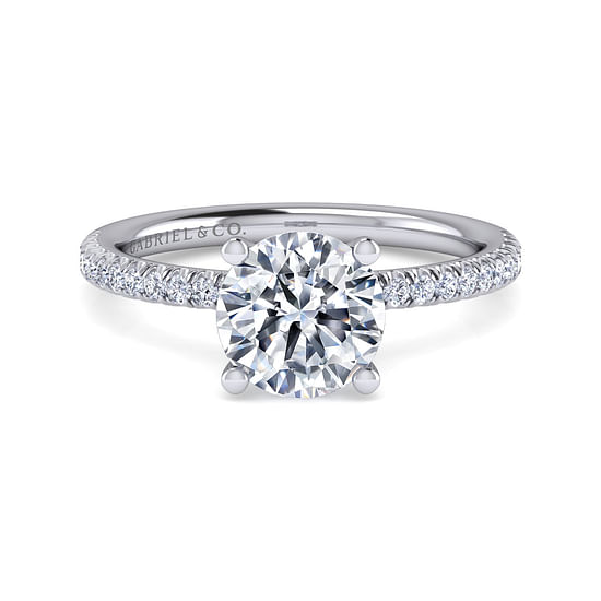 Gabriel - 14K White Gold Round Diamond Engagement Ring