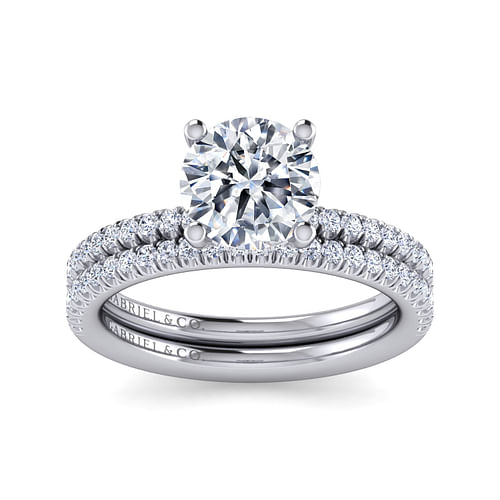 14K White Gold Round Diamond Engagement Ring