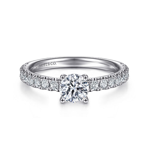 14K White Gold Round Diamond Engagement Ring