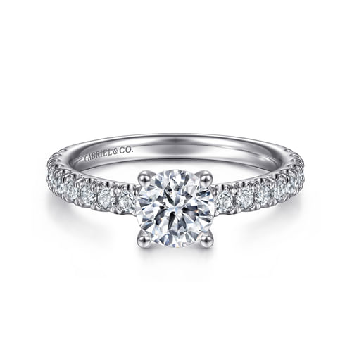 14K White Gold Round Diamond Engagement Ring