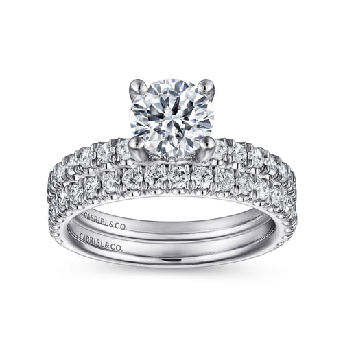 14K White Gold Round Diamond Engagement Ring