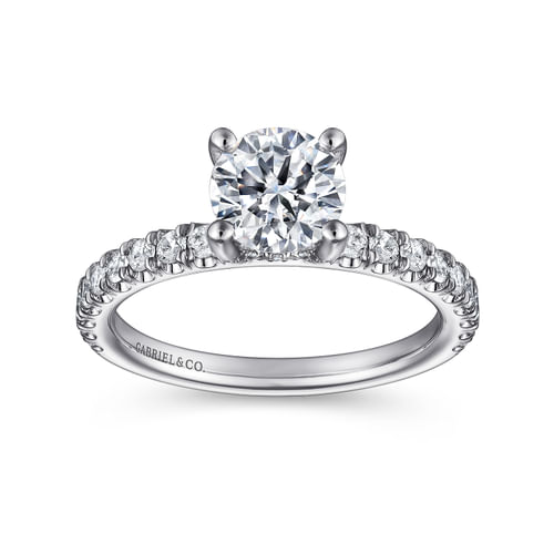 14K White Gold Round Diamond Engagement Ring