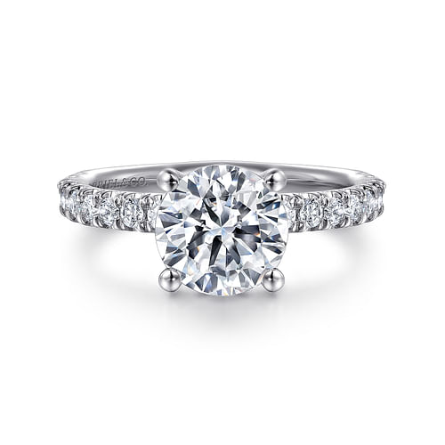 14K White Gold Round Diamond Engagement Ring