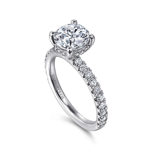 14K White Gold Round Diamond Engagement Ring