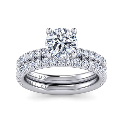 14K White Gold Round Diamond Engagement Ring