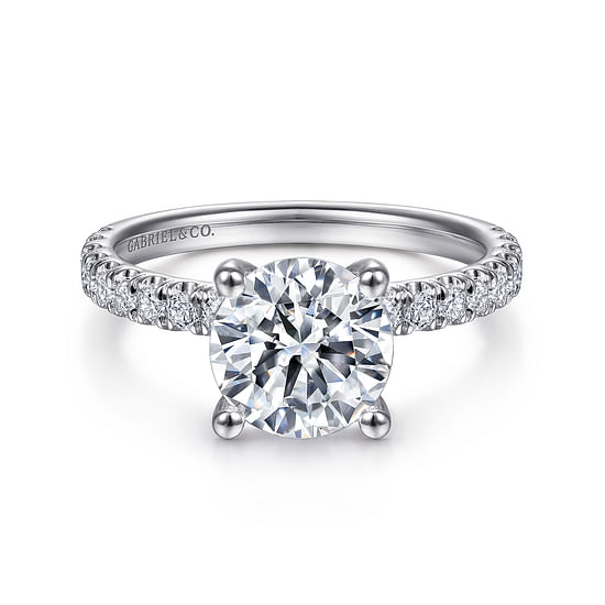 Gabriel - 14K White Gold Round Diamond Engagement Ring