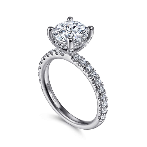 14K White Gold Round Diamond Engagement Ring