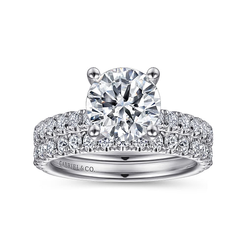 14K White Gold Round Diamond Engagement Ring