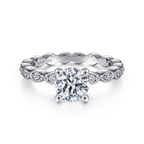 14K White Gold Round Diamond Engagement Ring