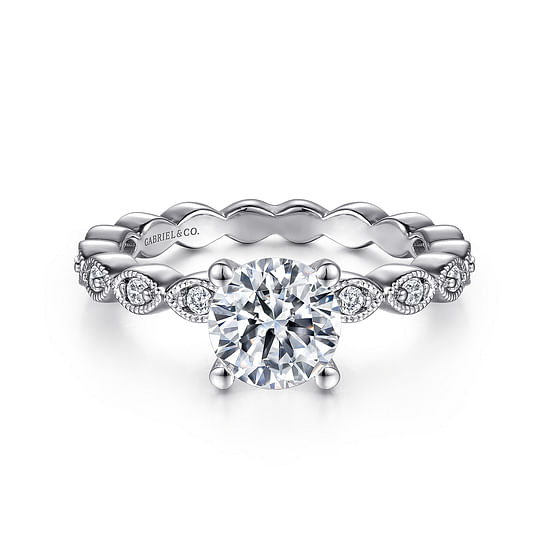 Gabriel - 14K White Gold Round Diamond Engagement Ring