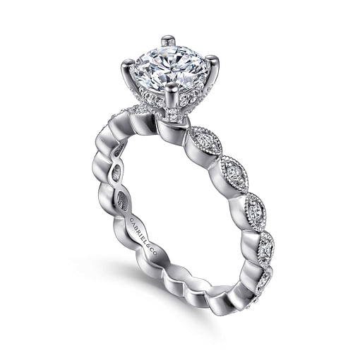 14K White Gold Round Diamond Engagement Ring