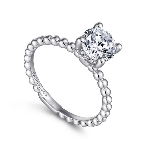 14K White Gold Round Diamond Engagement Ring