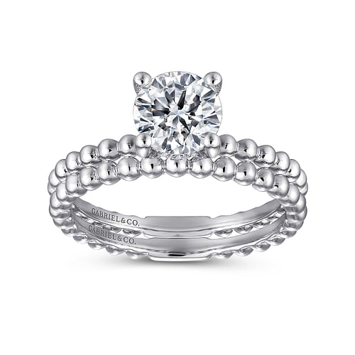 14K White Gold Round Diamond Engagement Ring