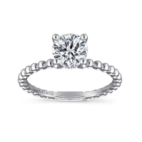 14K White Gold Round Diamond Engagement Ring