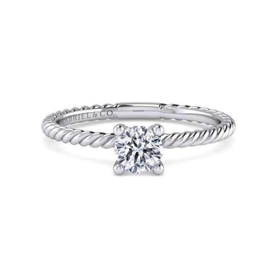 Gabriel - 14K White Gold Round Diamond Engagement Ring