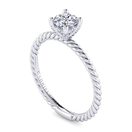 14K White Gold Round Diamond Engagement Ring
