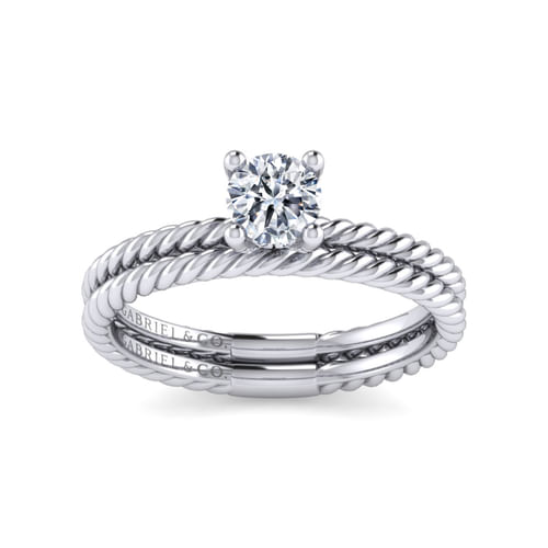 14K White Gold Round Diamond Engagement Ring